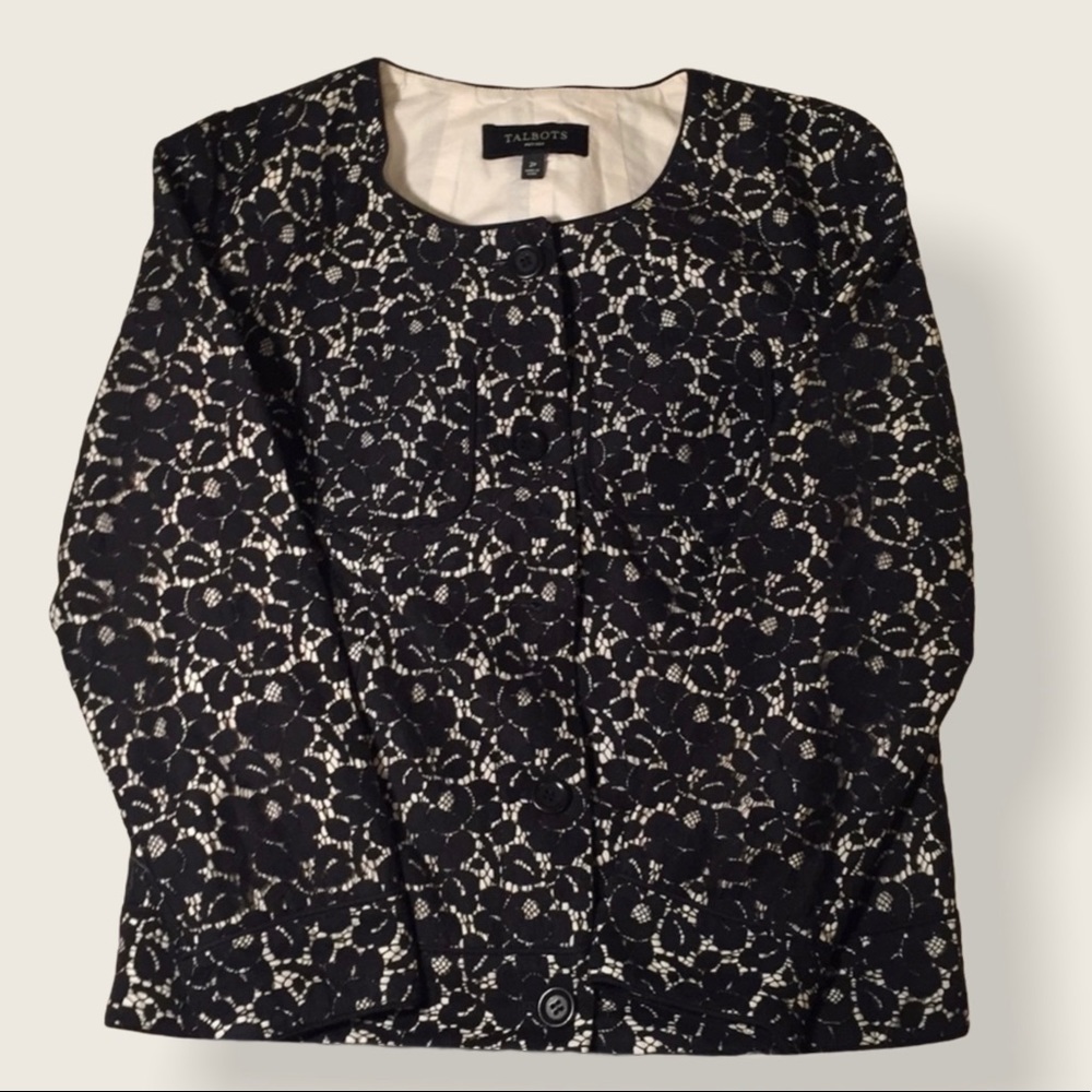 Talbots Black & Cream Jacket Sz 2P